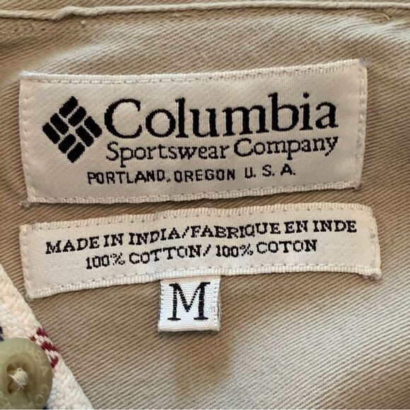 COLUMBIA SHIRT MENS MEDIUM RED WHITE BLUE  CHECK 100% COTTON FLANNEL BUTTON DOWN - Picture 7 of 10